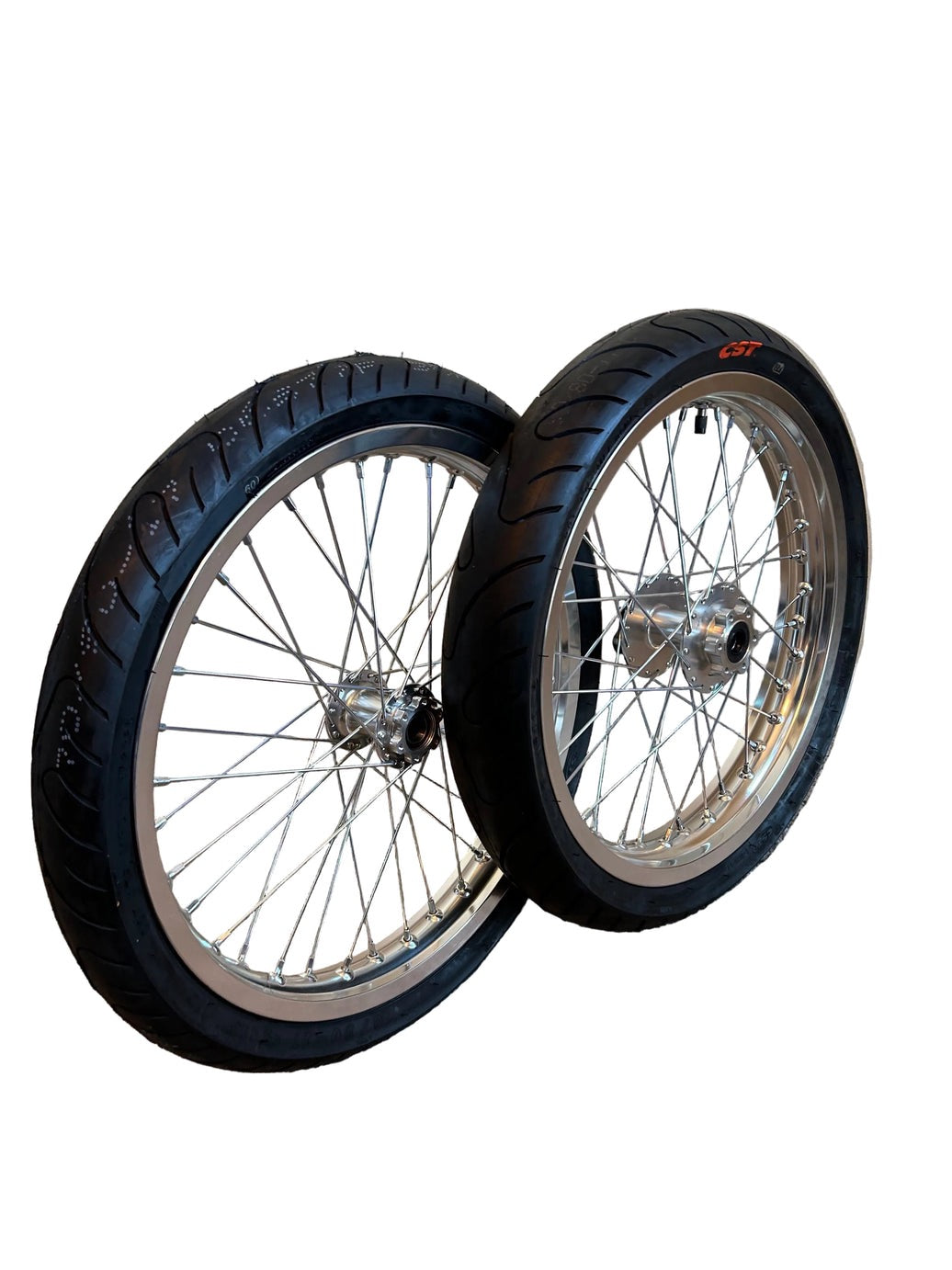 Surron Light Bee 17" Silver Alloy Supermoto Rim Set With CST Street Tyres